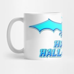 Blue Comics Style Happy Halloween Bat Sticker Coolest Gift Idea for Kids Mug